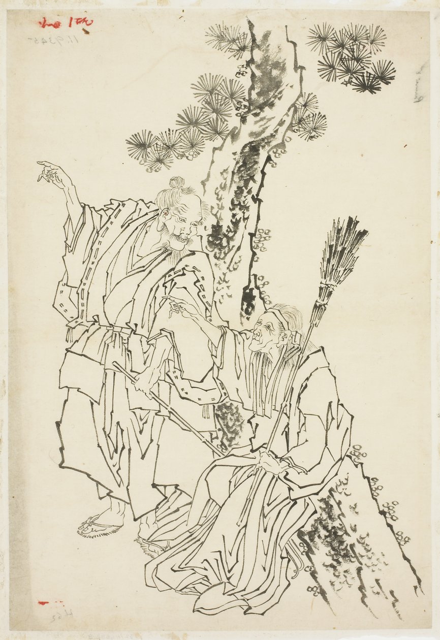 Jo e Uba; Tema de Takasago, ca. 1815-49 (tinta no papel) de Katsushika Hokusai