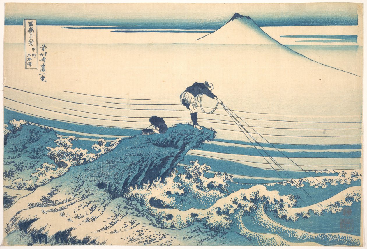 Kajikazawa, na província de Kai (Kōshū Kajikazawa), da série «Trinta e seis vistas do Monte Fuji» (Fugaku sanjūrokkei) de Katsushika Hokusai