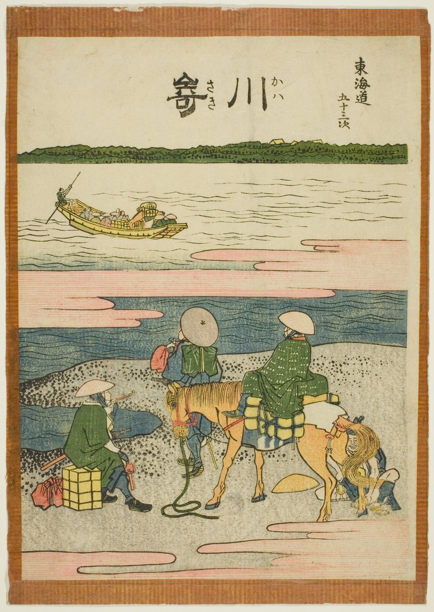 Kawasaki, da série "Cinquenta e três estações do Tokaido (Tokaido gojusan tsugi)" de Katsushika Hokusai
