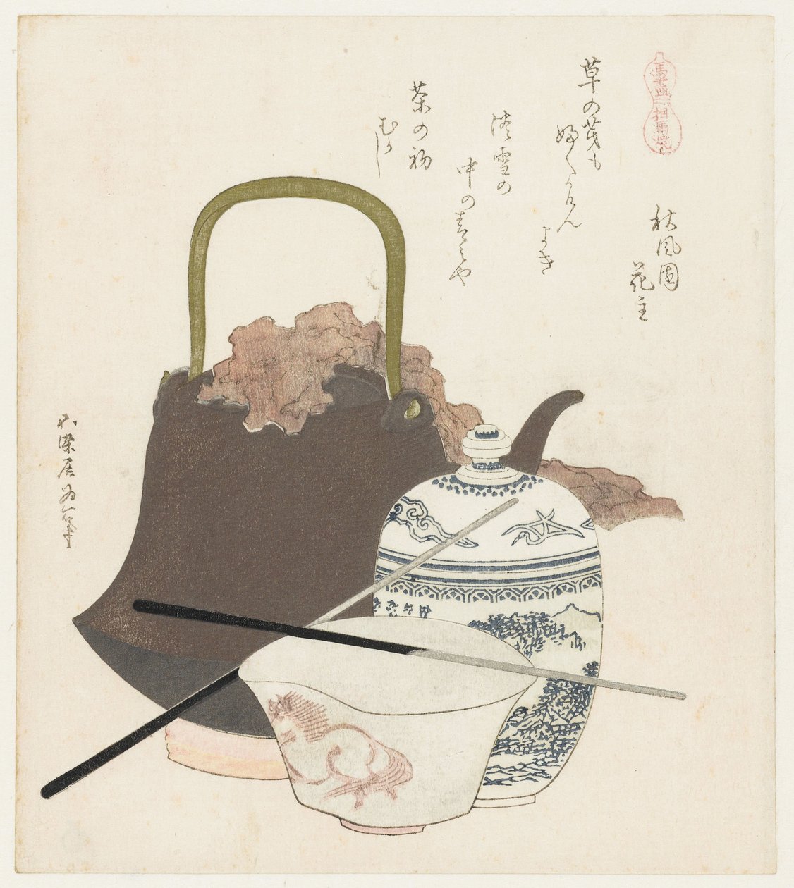 Cerâmica de Sôma
Sômayaki (título sobre o objecto)
Uma série com cavalos (título da série)
Uma zukushi (título da série sobre o objecto) de Katsushika Hokusai