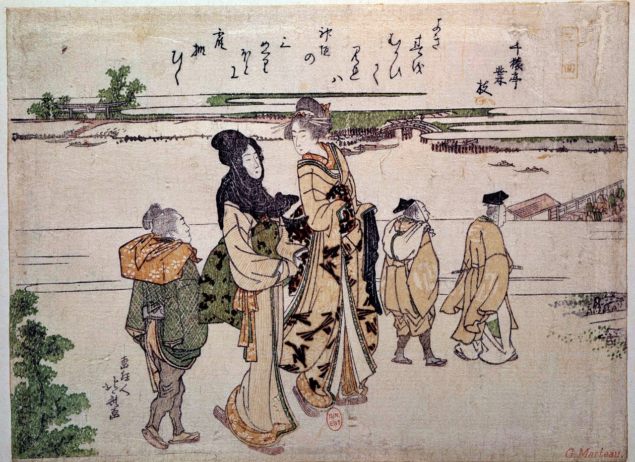 O passeio junto à água. Gravuras de Katsushika Hokusai (1760-1849) século XIX. Paris, B.N. de Katsushika Hokusai