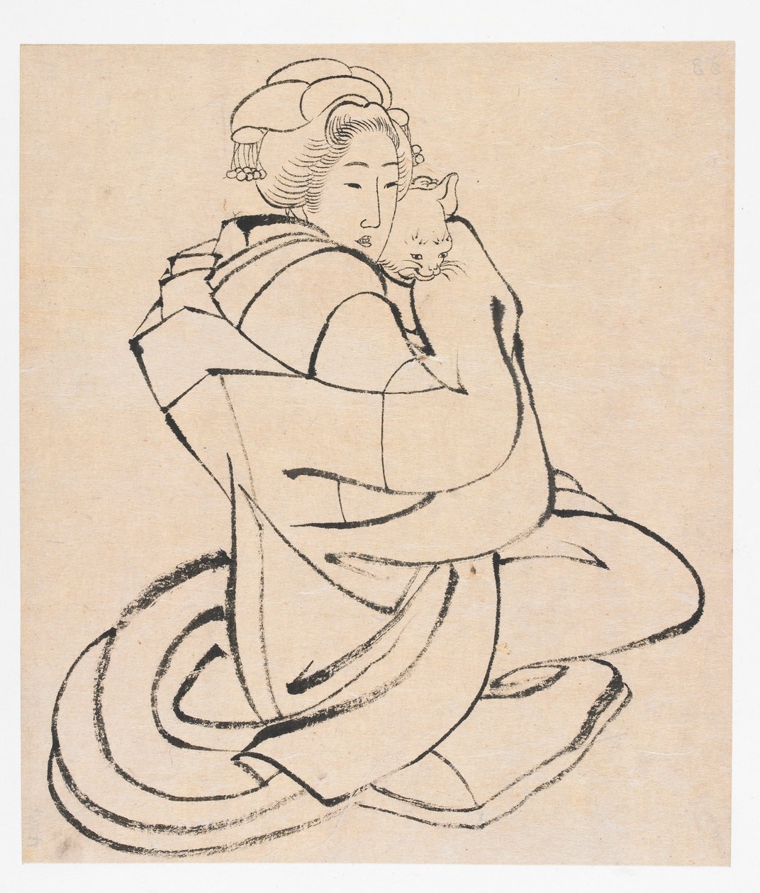 Lady Holding a Cat, período Edo, ca. década de 1810. de Katsushika Hokusai