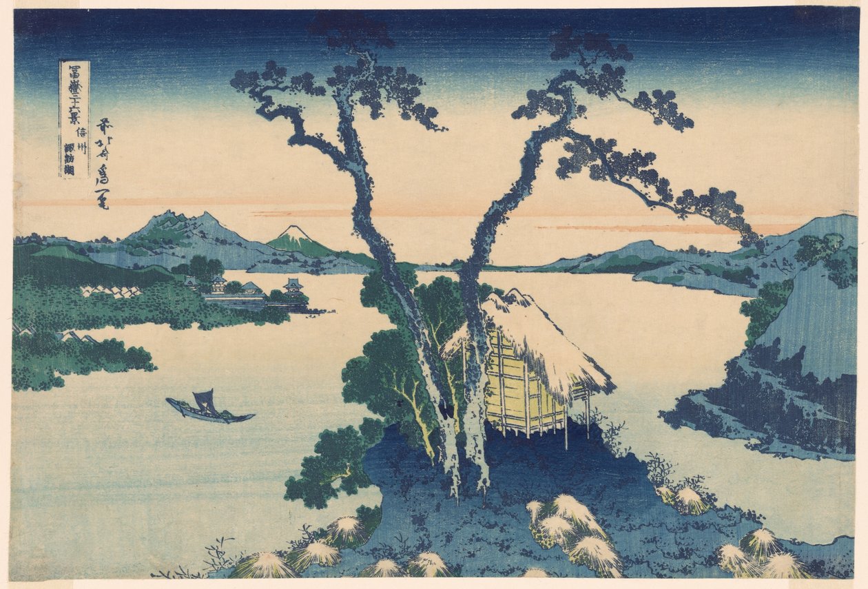 Shinano Shinano P Lovinse (nova espécie Lake Suwa), da série ``Tierty Mr. x Views Of Mount Fuji (Fugaku Usaju Rokukatsu)