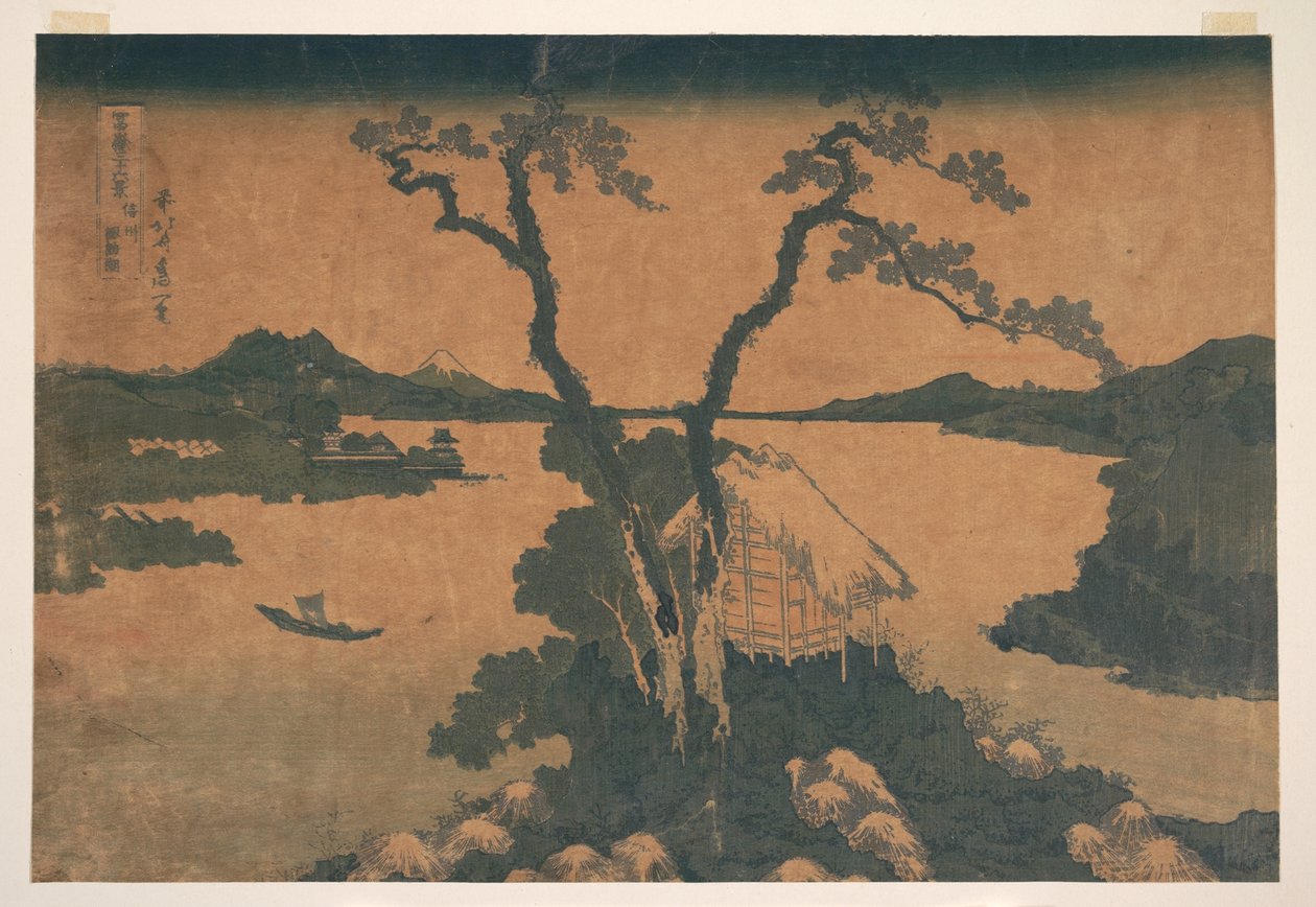 Lago Suwa, na província de Shinano (Shinshū Suwako), da série «Trinta e seis vistas do Monte Fuji» (Fugaku sanjūrokkei) de Katsushika Hokusai