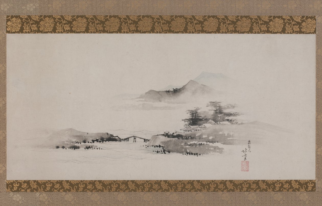 Paisagem, período Edo, c.1801-02 (tinta e cor no papel montado como pergaminho) de Katsushika Hokusai