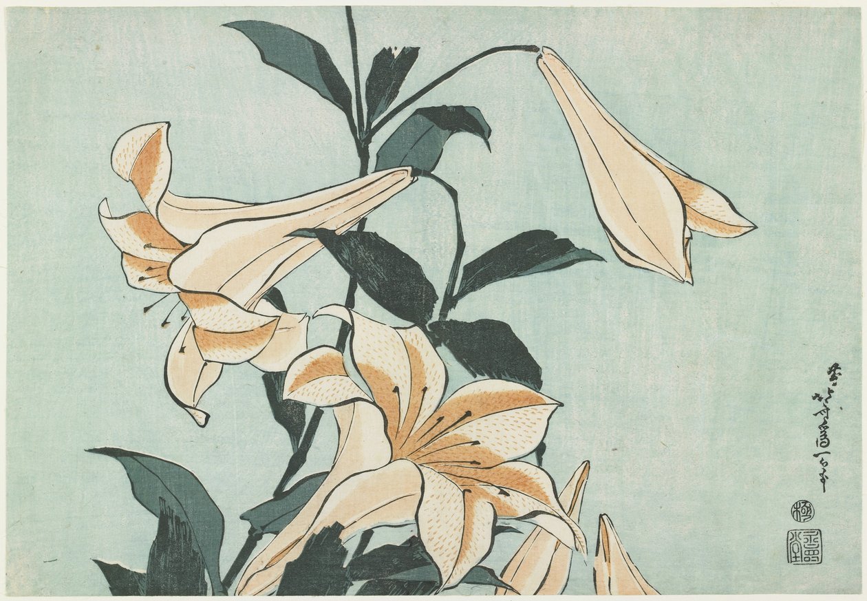 Lírios, c. 1832 de Katsushika Hokusai