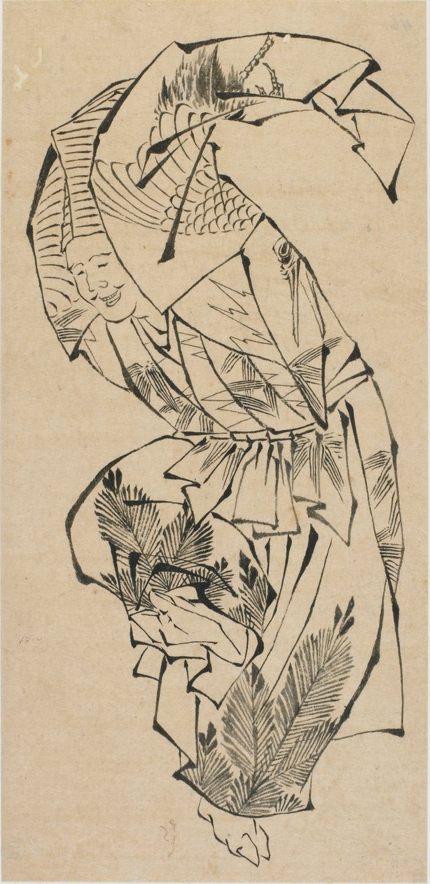 Dançarino masculino, Manzai, final do século 18 e início do século 19. de Katsushika Hokusai