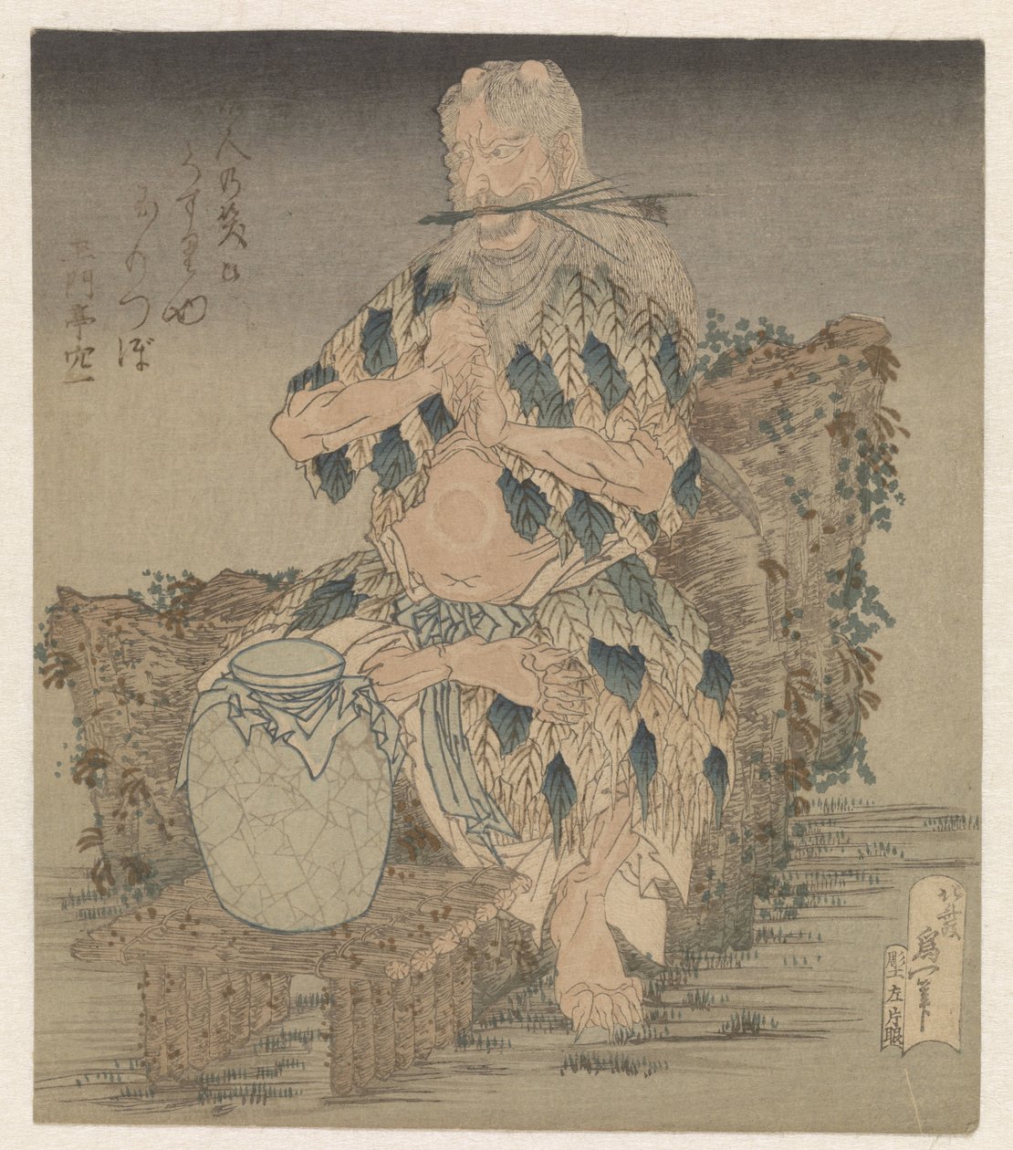 Homem de túnica de folhas de Katsushika Hokusai