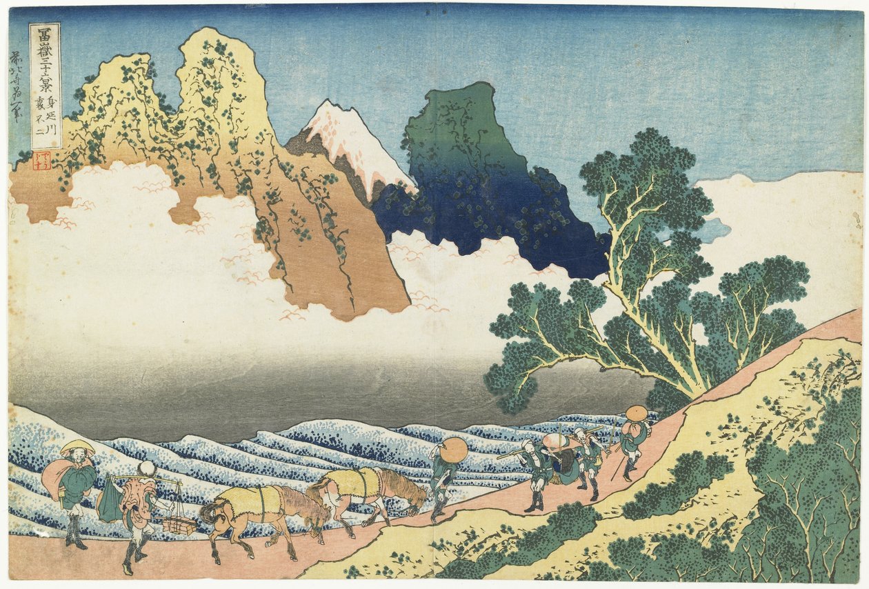 Rio Minobu e Monte Fuji vistos de trás, 1831-1834 de Katsushika Hokusai