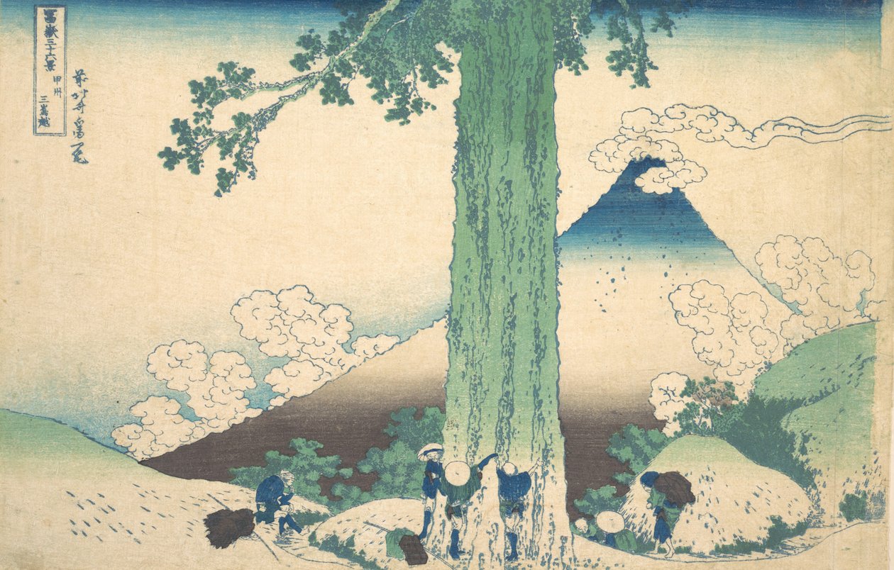 Mishima Pass na província de Kai Koshu Mishima goe, da série Trinta e seis vistas ..., ca. 1830-32. de Katsushika Hokusai