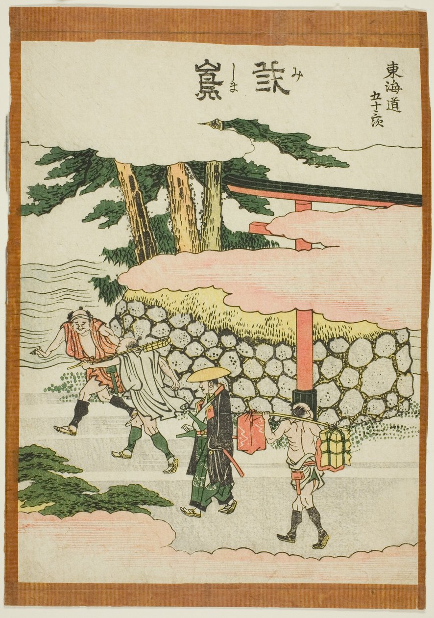 Mishima, da série "Cinquenta e três estações do Tokaido (Tokaido gojusan tsugi)" de Katsushika Hokusai