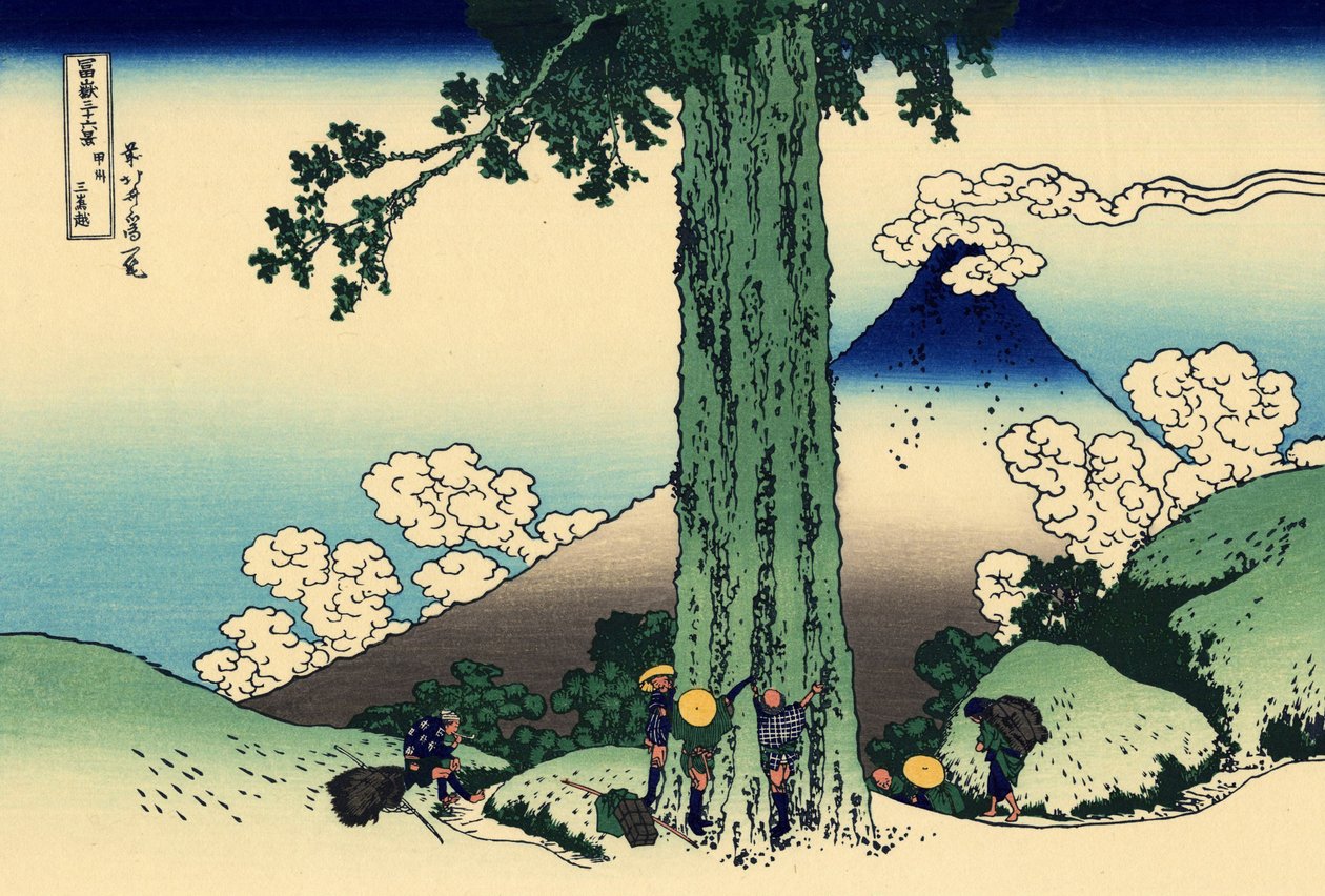 Passe Mishima na província de Kai, c.1830 (impressão em bloco de madeira) de Katsushika Hokusai