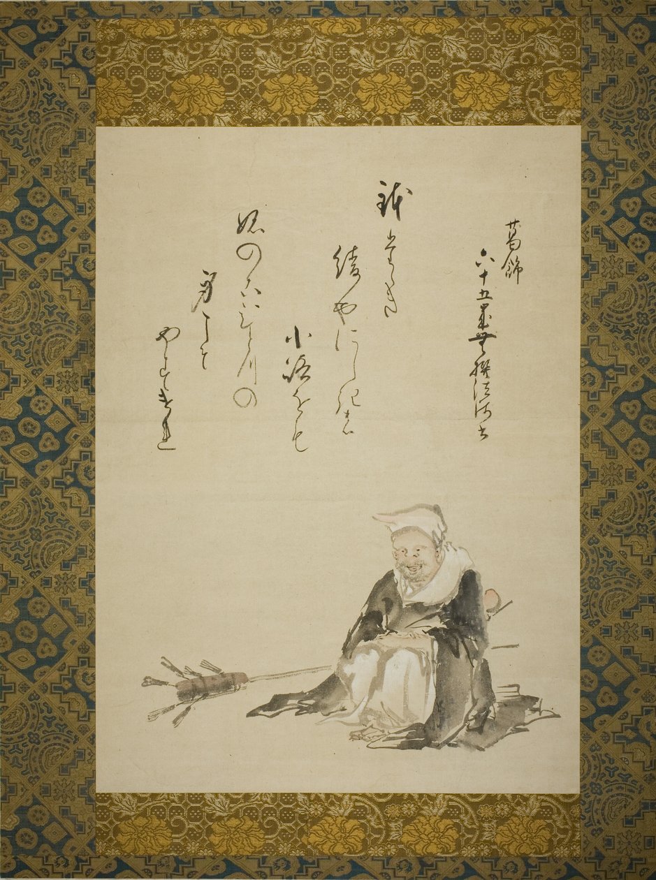 Monge vendendo batedeiras de chá cerimoniais de Katsushika Hokusai