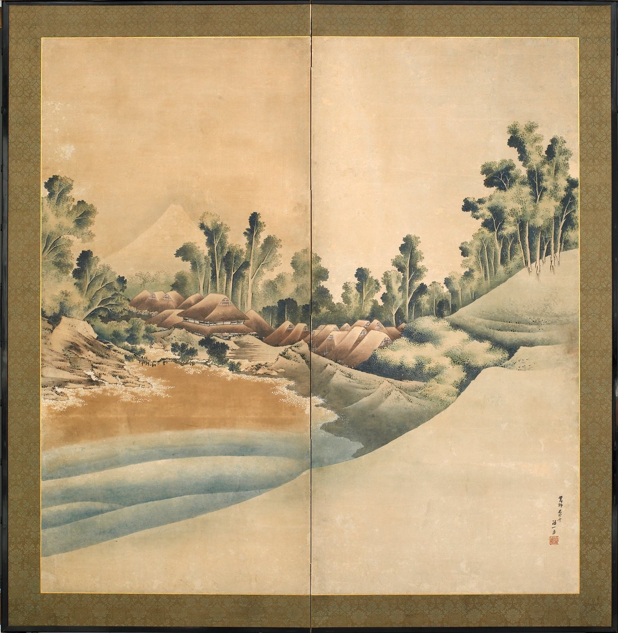 Monte Fuji e Enoshima, Período Edo, c.1825 (tinta e cor no papel) de Katsushika Hokusai