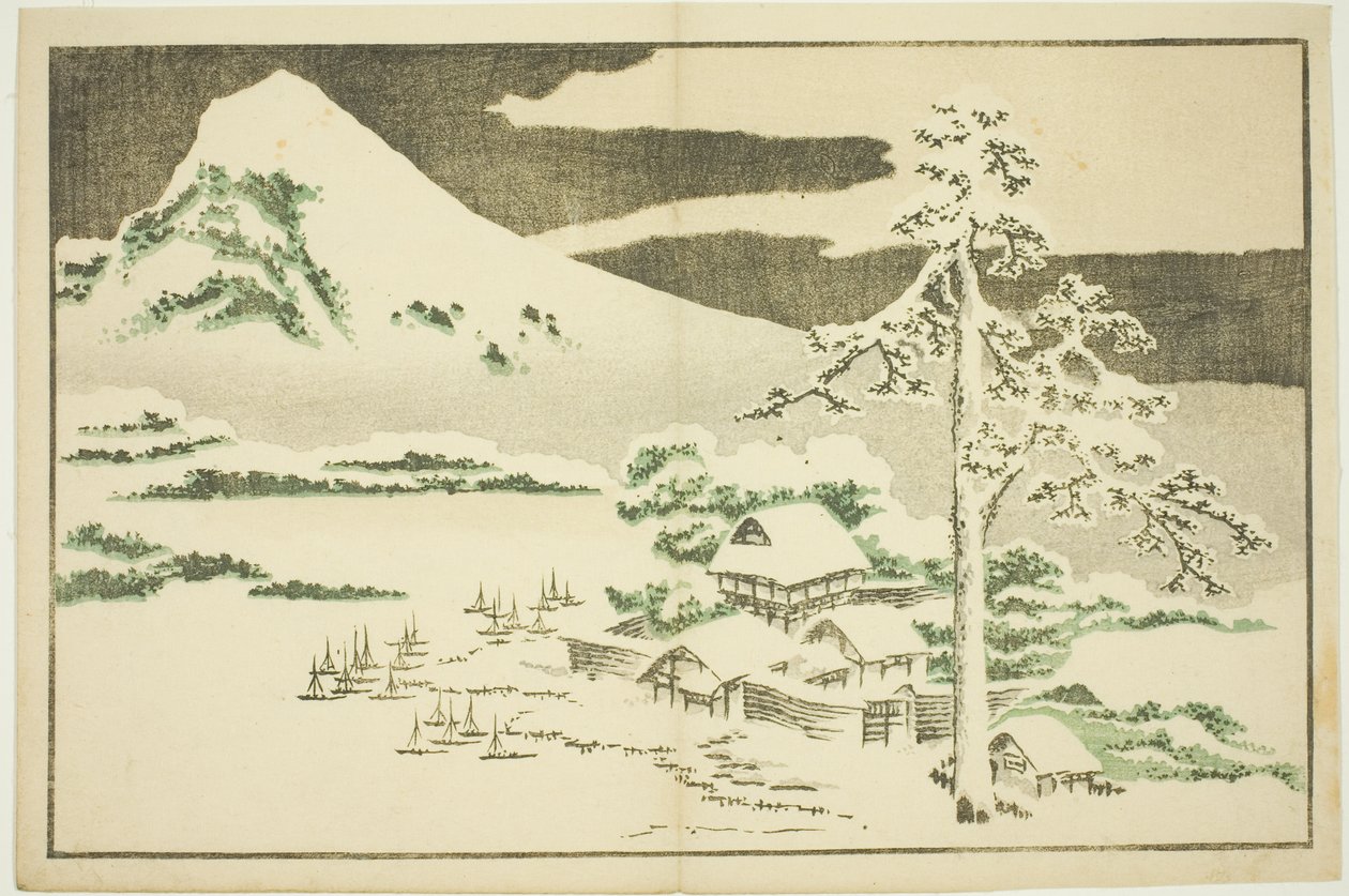 Monte Fuji no inverno, do livro ilustrado de pinturas realistas de Hokusai (Hokusai shashin gafu) de Katsushika Hokusai