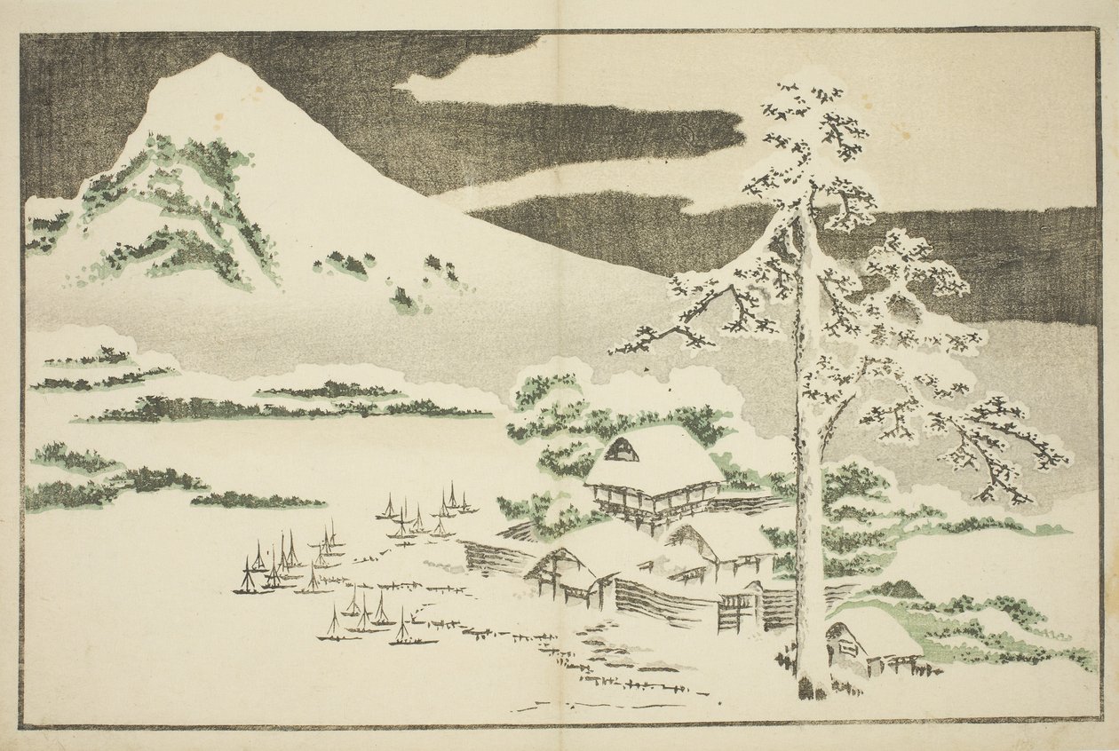 Monte Fuji no inverno, do livro de quadros de pinturas realistas de Hokusai de Katsushika Hokusai