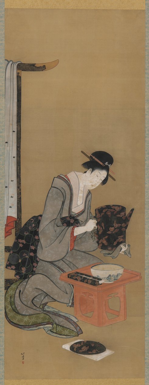 Ano Novo Personalizado: Desejo de um Ano Novo Sonho Auspicioso, período Edo, c.1806-11 (tinta e cor em seda) de Katsushika Hokusai