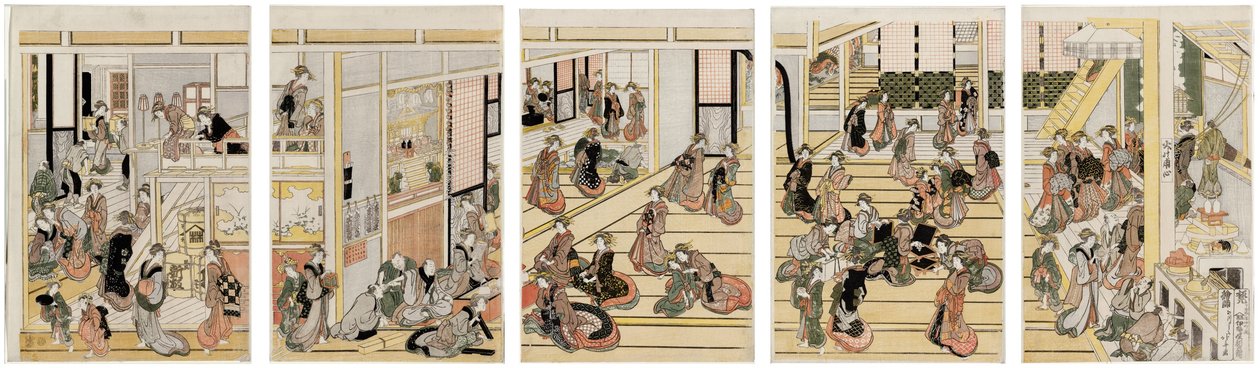 Dia de Ano Novo no bordel de Ogi-ya de Katsushika Hokusai