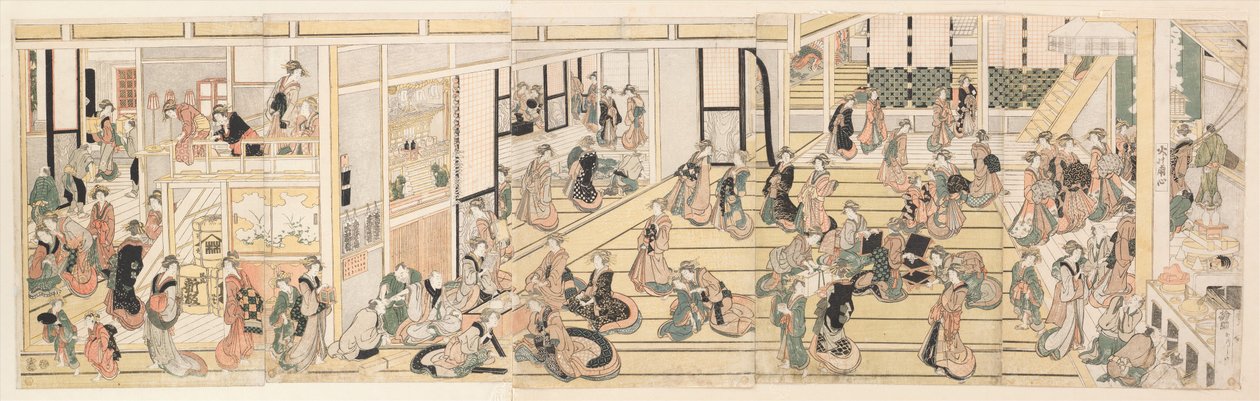 Dia de Ano Novo no Bordel Ōgiya, em Yoshiwara de Katsushika Hokusai