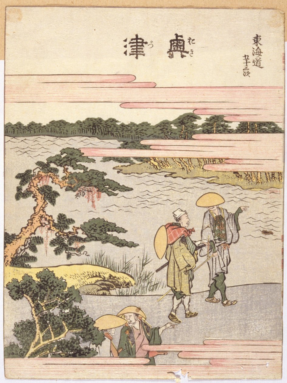 Okitsu (impressão em bloco de madeira a cores) de Katsushika Hokusai