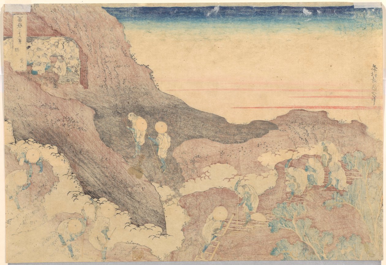 Peregrinos Ascendendo o Pico, da série Trinta e Seis Vistas do Monte Fuji de Katsushika Hokusai