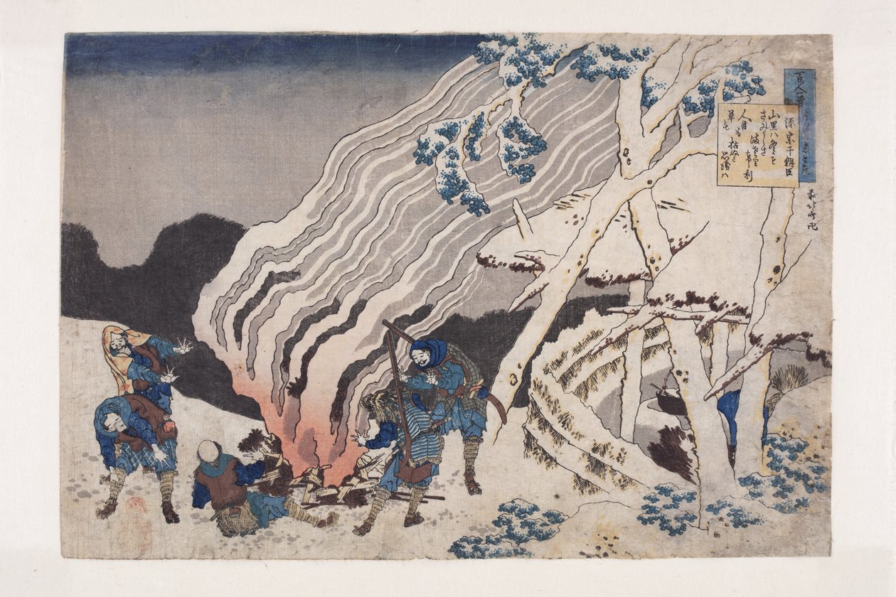 Poema de Minamoto No Muneyuki (impressão a cores de bloco de madeira) de Katsushika Hokusai