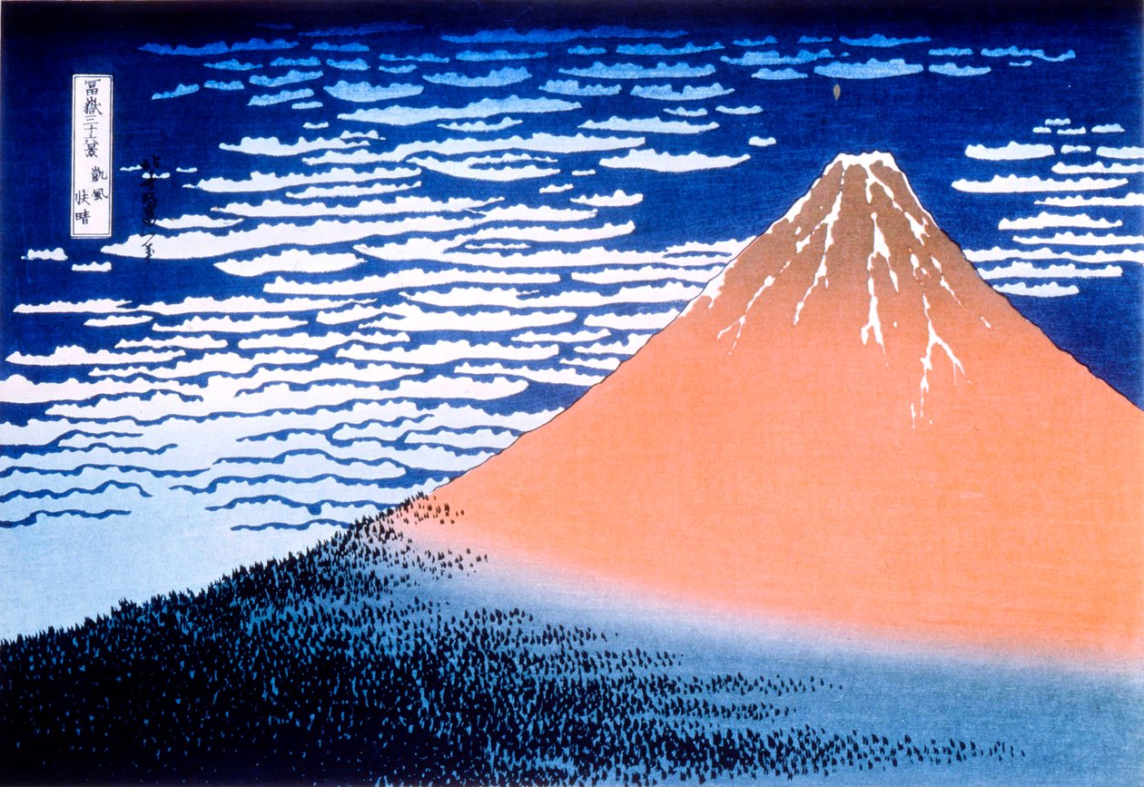 Fuji vermelho, 1823-1831. de Katsushika Hokusai