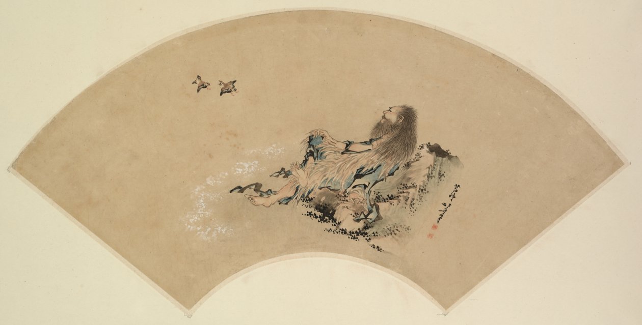 Risshi à beira-mar observando pássaros de Katsushika Hokusai