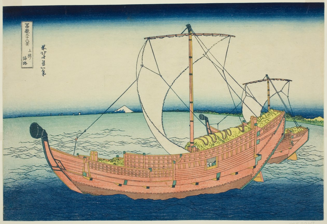 Sea Lane Off Kazusa Province (Kazusa no kairo), da série "Trinta e seis vistas do Monte Fuji (Fugaku sanjurokkei)" de Katsushika Hokusai