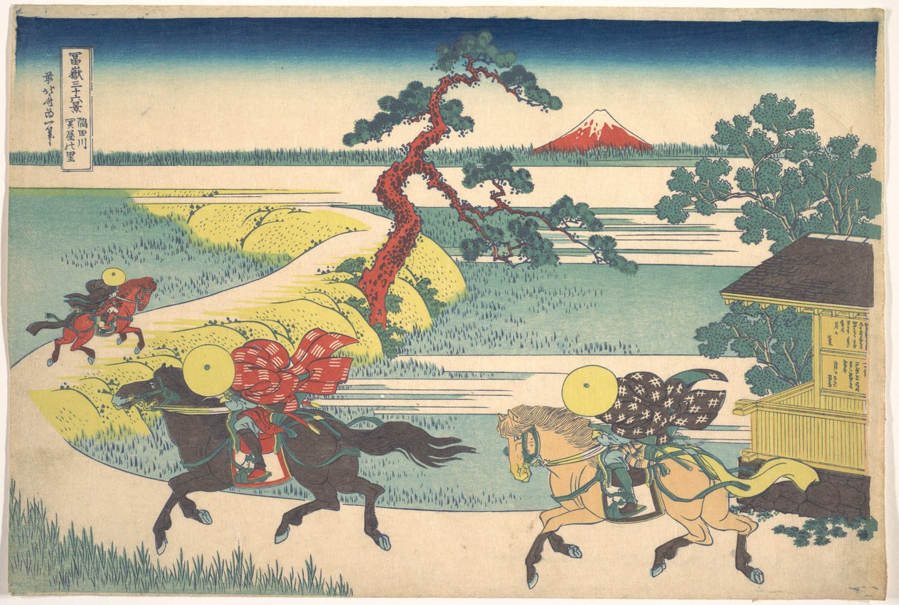 A aldeia de Sekiya, junto ao rio Sumida (Sumidagawa Sekiya no sato), da série «Trinta e seis vistas do Monte Fuji» (Fugaku sanjūrokkei) de Katsushika Hokusai