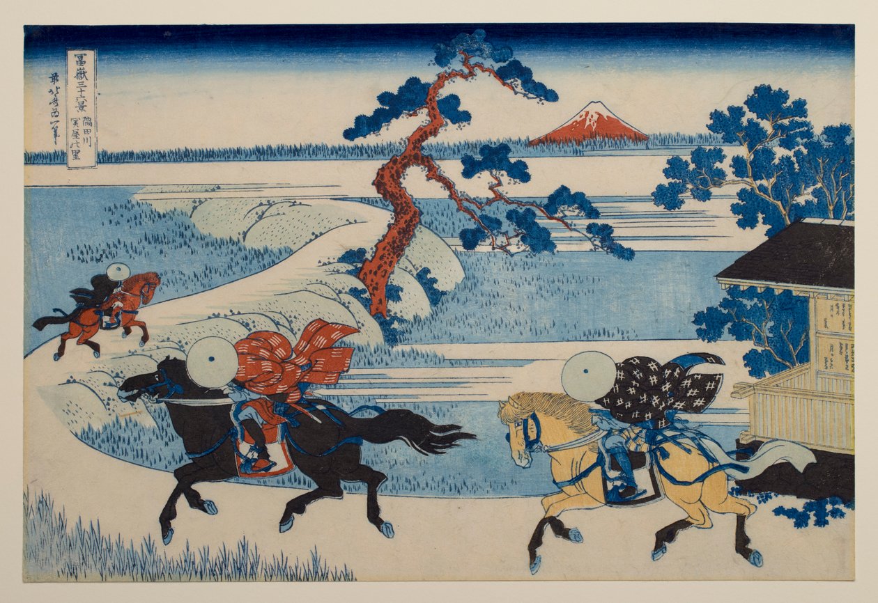 A aldeia de Sekiya, junto ao rio Sumida, da série «Trinta e seis vistas do Monte Fuji» de Katsushika Hokusai