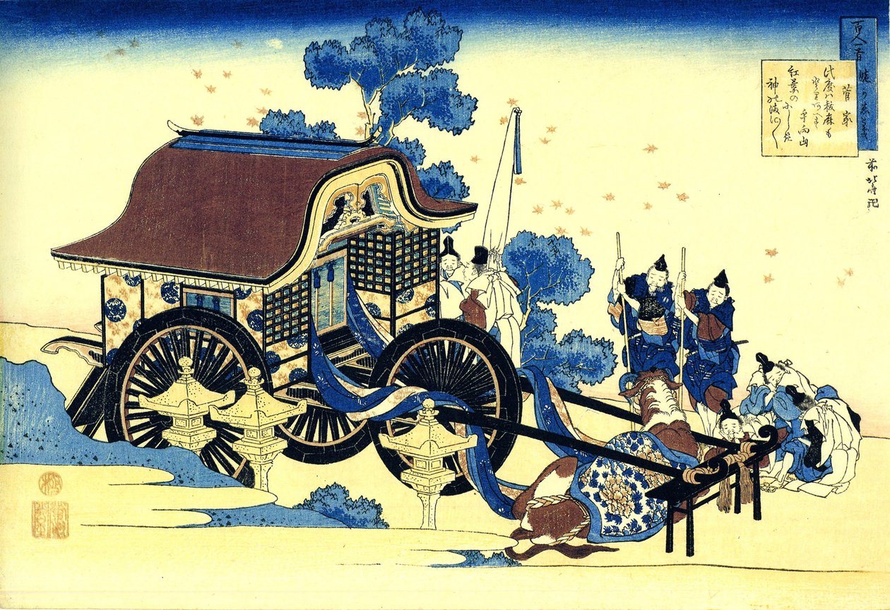 Série de cem poemas de cem poetas: "Sugawara no Michizane" Impressão de Katsushika Hokusai (1760-1849) (escola ukiyo-e) por volta de 1830 Estado Hermitage São Petersburgo de Katsushika Hokusai