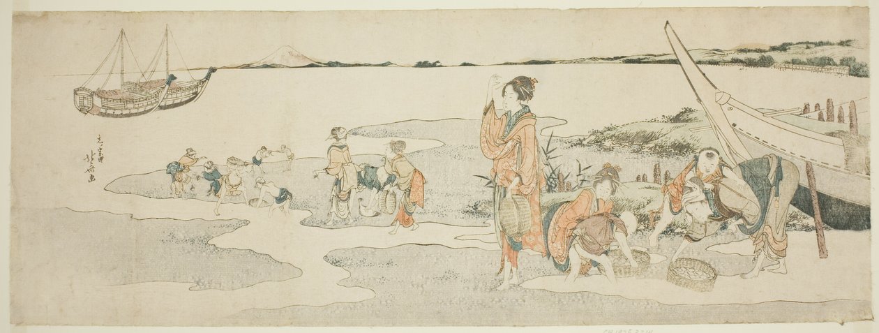 Coleta de mariscos de Katsushika Hokusai