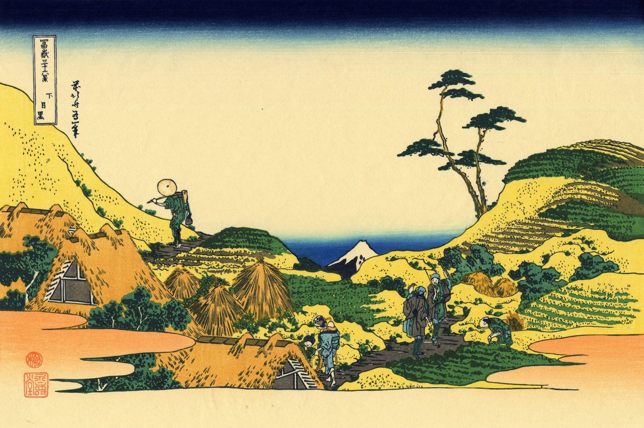 Shimomeguro, c.1830 (impressão em bloco de madeira) de Katsushika Hokusai