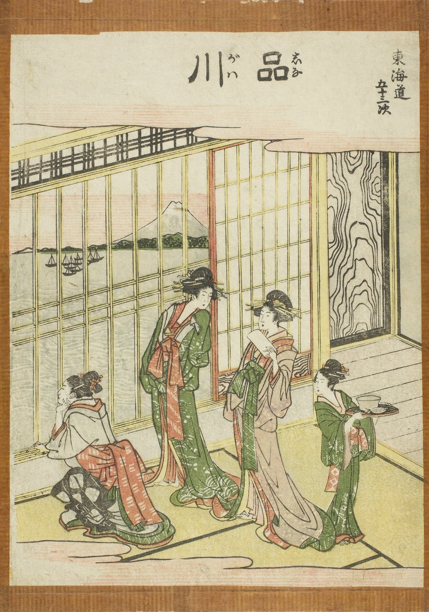 Shinagawa, da série cinquenta e três estações do Tokaido de Katsushika Hokusai