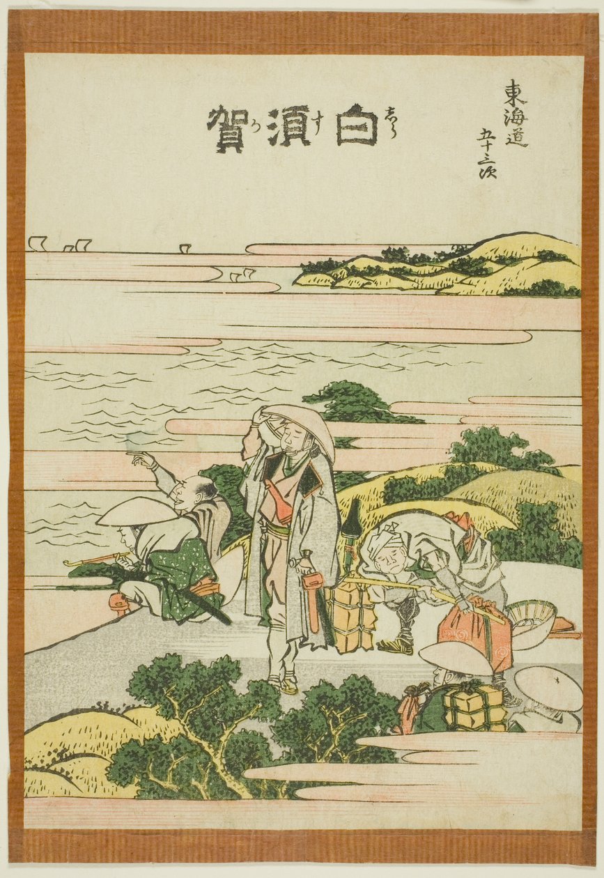 Shirasuka, da série "Fifty-th lee Stachi sound s of te city degree (urban grade main mountain next)" de Katsushika Hokusai