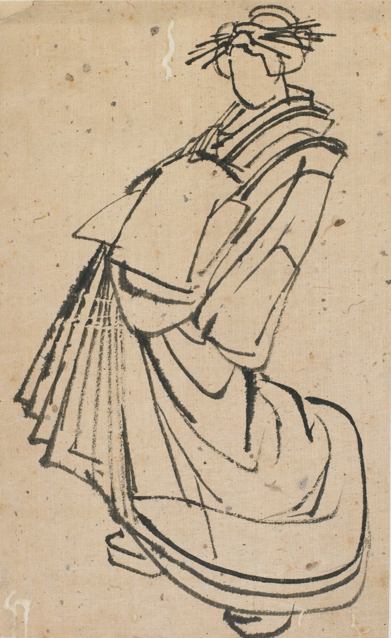 Esboço de uma cortesã, final do século XVIII e início do século XIX. de Katsushika Hokusai