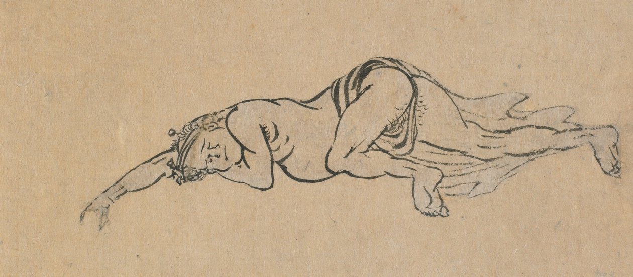 Homem Adormecido, final do século 18 e início do século 19. de Katsushika Hokusai