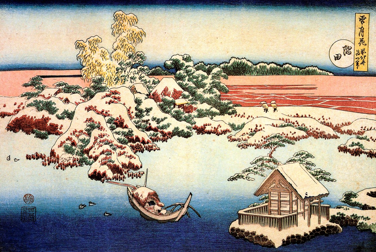Snowscape pelo rio Sumida, c1832. de Katsushika Hokusai