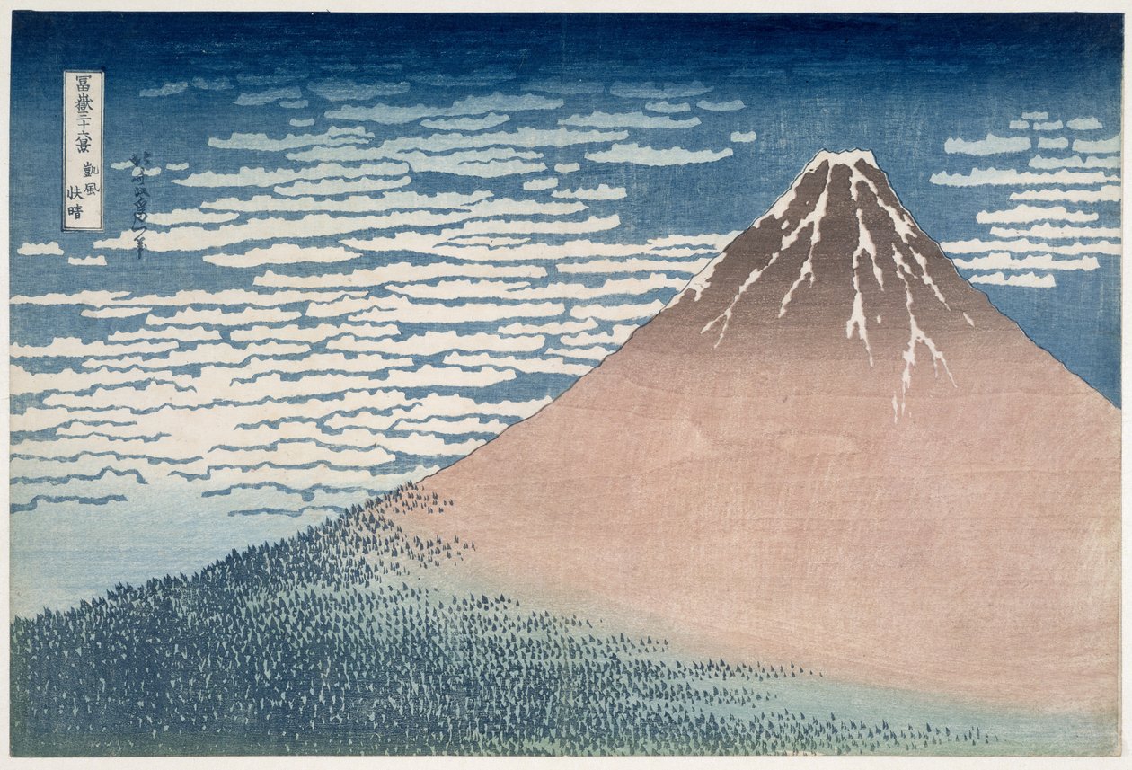 Vento Sul, Clear Dawn, da série &39;36 Vistas do Monte Fuji &39;, c.1830-1831 (impressão em xilogravura) de Katsushika Hokusai
