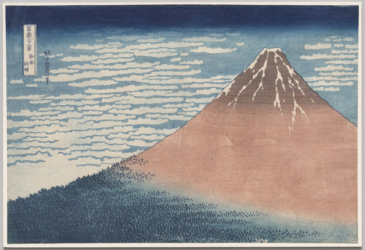 Vento Sul, Céu Claro, da série Trinta e Seis Vistas do Monte Fuji de Katsushika Hokusai