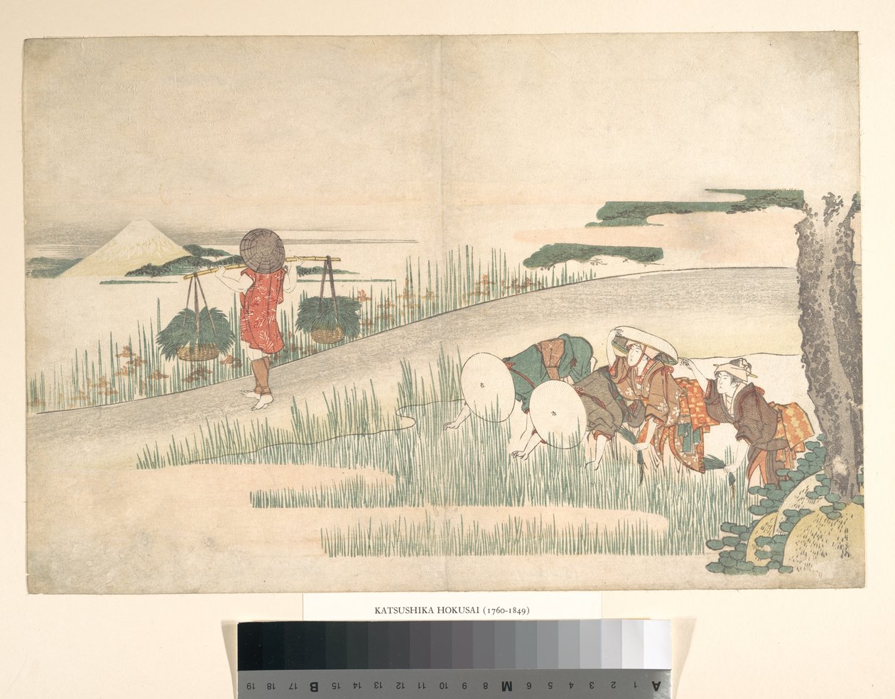 A Primavera nos campos de arroz de Katsushika Hokusai