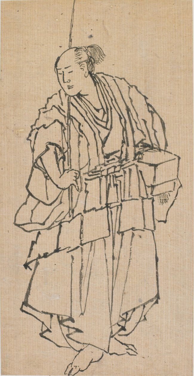Figura ereta de um homem, final do século 18 e início do século 19. de Katsushika Hokusai