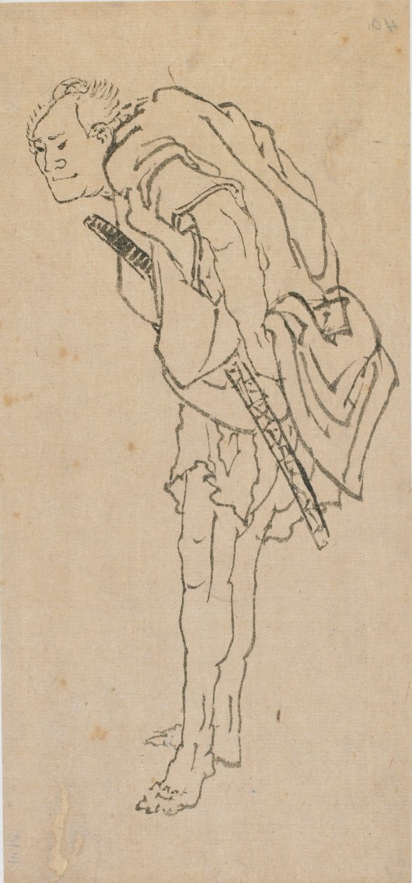 Homem em pé, final do século XVIII e início do século XIX. de Katsushika Hokusai