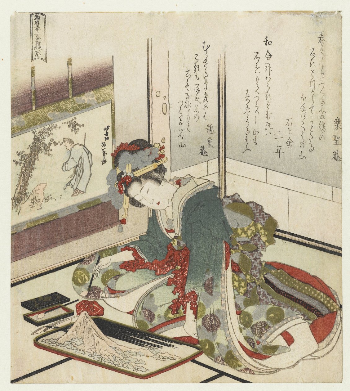 Pedra
Ishi (título sobre o objecto)
Uma série de três estampas mostrando crianças a jogar um jogo de mãos (título da série)
Itokenai asobi ken sanbantsuzuki no uchi (título da série sobre o objecto) de Katsushika Hokusai