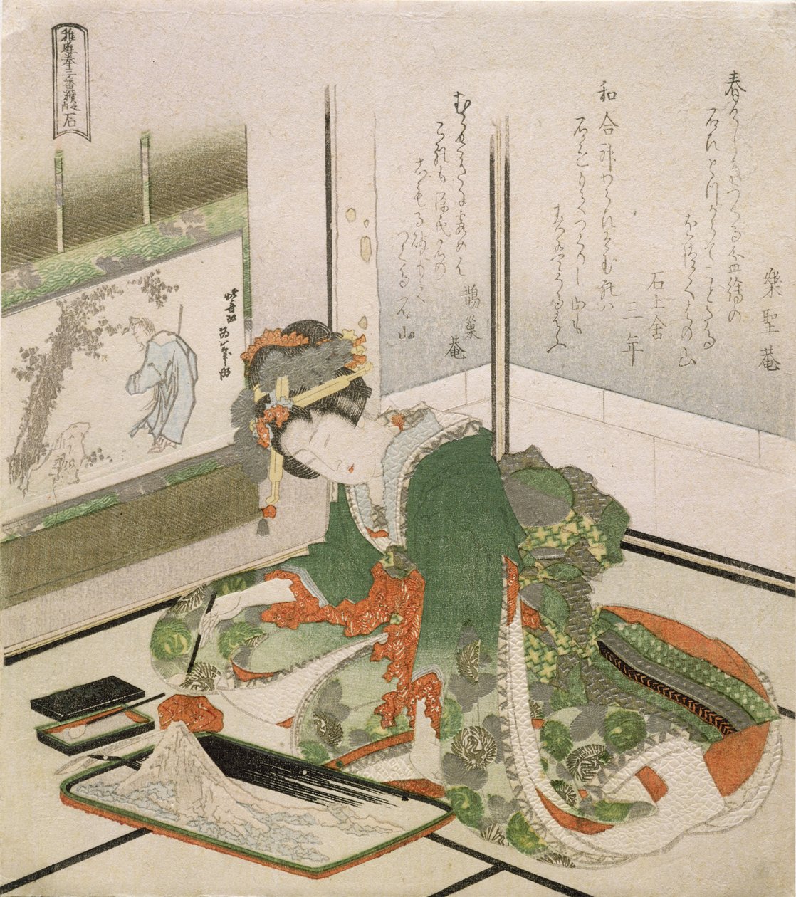 Pedra, da série "Três desenhos para o jogo infantil Stone-Paper-Scissors", 1822 (impressão em xilogravura) de Katsushika Hokusai