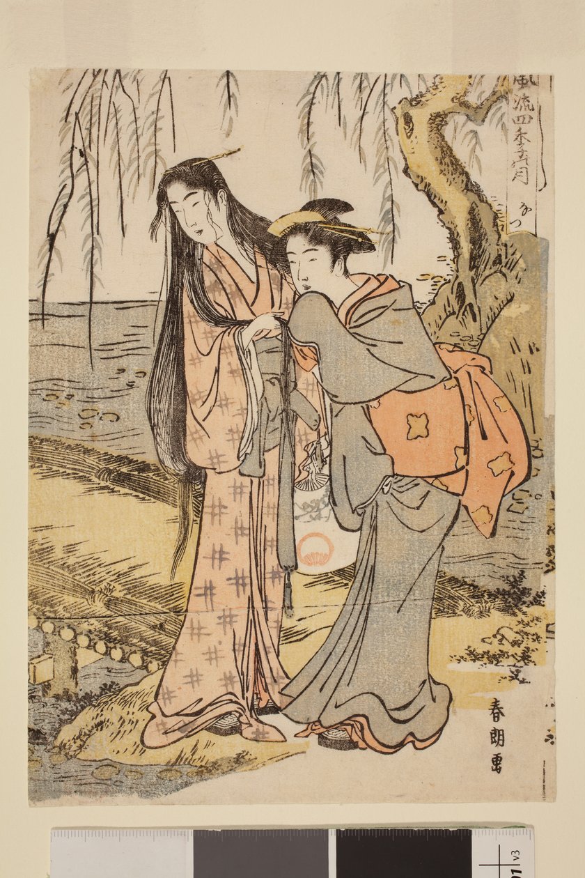 Verão: Duas Mulheres por uma Corrente, da série A Lua Elegante nas Quatro Estações de Katsushika Hokusai