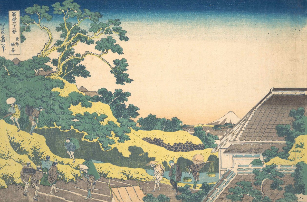 Surugadai em Edo Toto Sundai, da série Trinta e seis vistas do Monte Fuji Fug..., ca. 1830-32. de Katsushika Hokusai