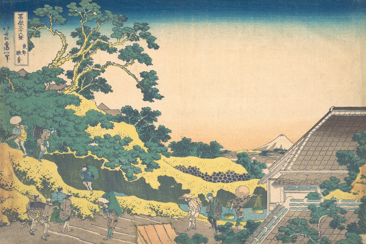 Surugadai em Edo Toto Sundai, da série Trinta e seis vistas do Monte Fuji Fug..., ca. 1830-32. de Katsushika Hokusai