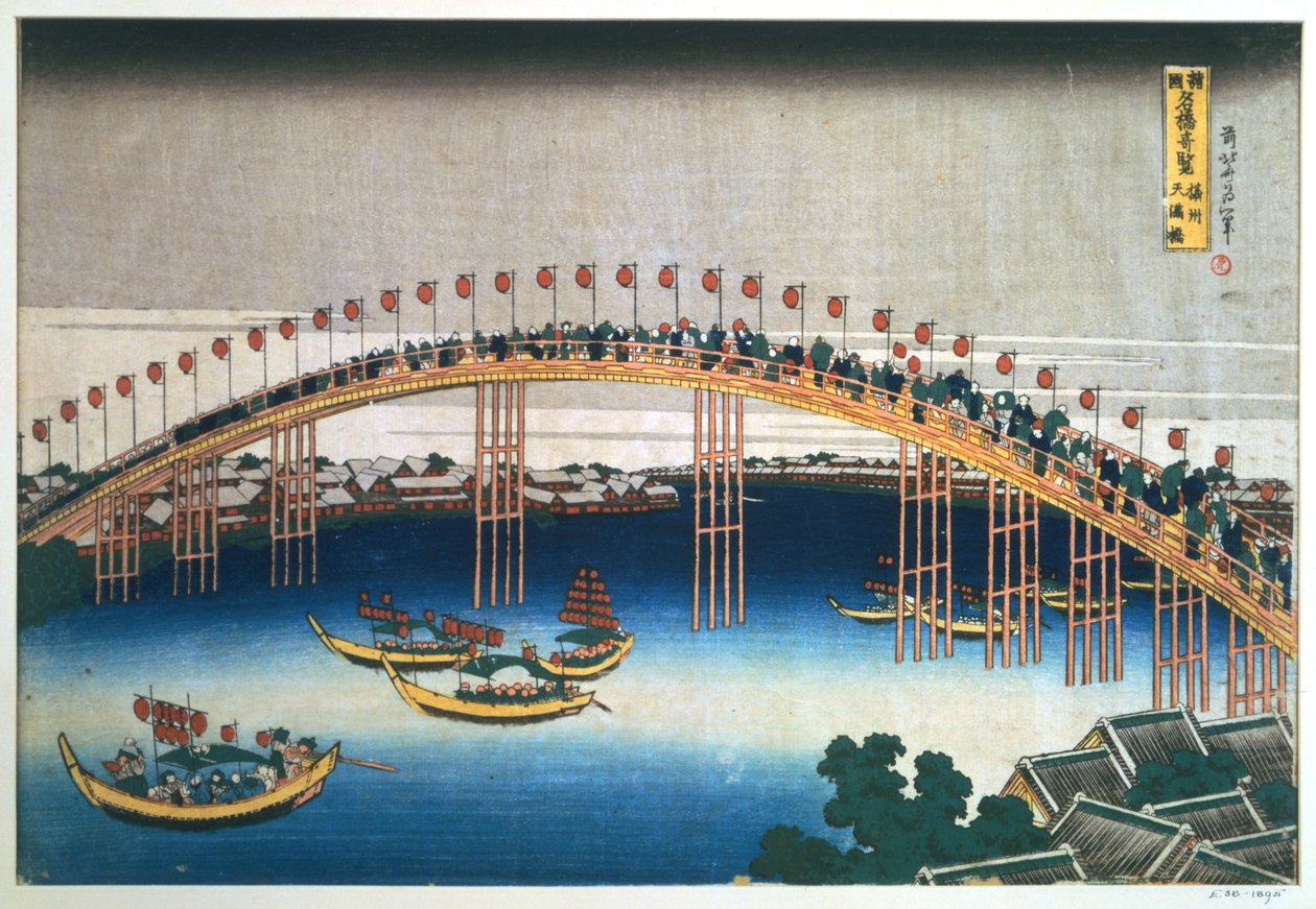 Ponte Temma, Osaka, Japão, 1830 de Katsushika Hokusai